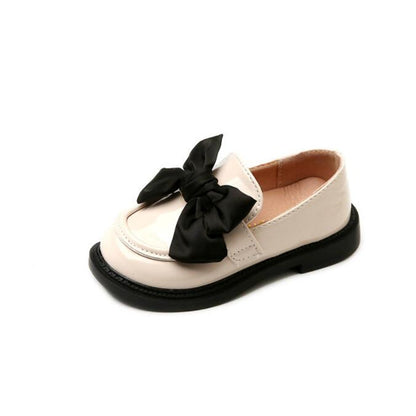 Girls' Designer Leather Loafers with Bow Slip-On Flats