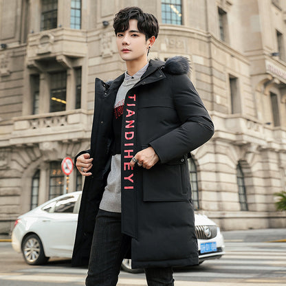 2019 Winter Stylish Long Hooded Cotton Jacket for Men