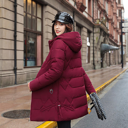 Women's Long Hooded Cotton Jacket for Fall/Winter