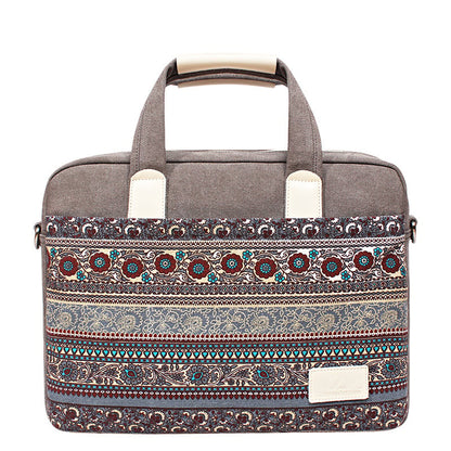 Ethnic Style Durable Canvas Anti-Fall Laptop Bag