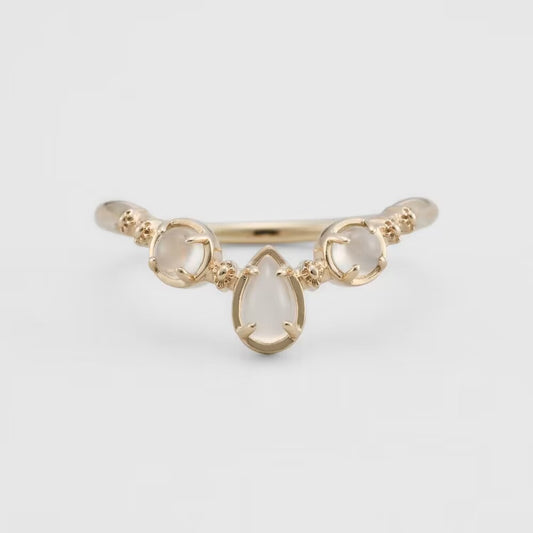 Retro Small Silver Plated Ring with 14K Gold Accents
