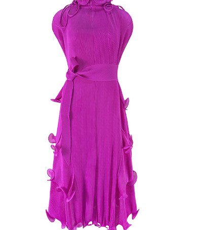 Plus Size Women's Autumn Short Sleeve Pleated Dress