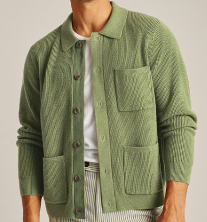 Men's Luxury Knit Cardigan Long Sleeve Sweater Coat