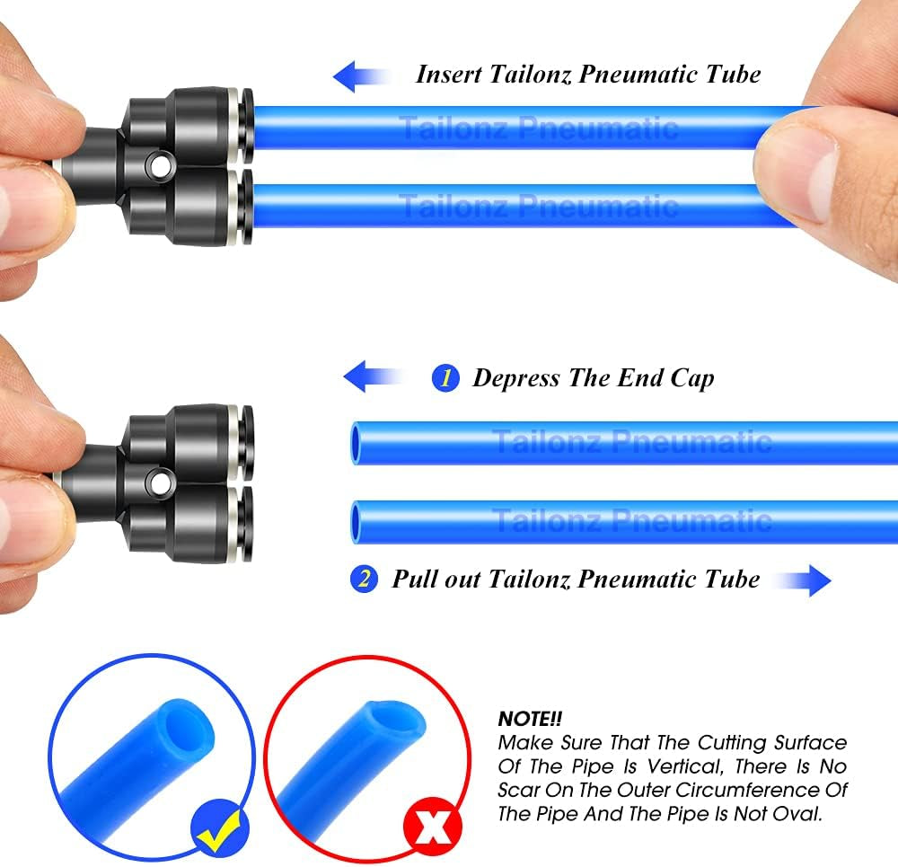 Black Y Spliter 3 Ways - 4MM Tube OD Push to Connect Tube Quick Fittings Push Lock PY-4 (Pack of 10)