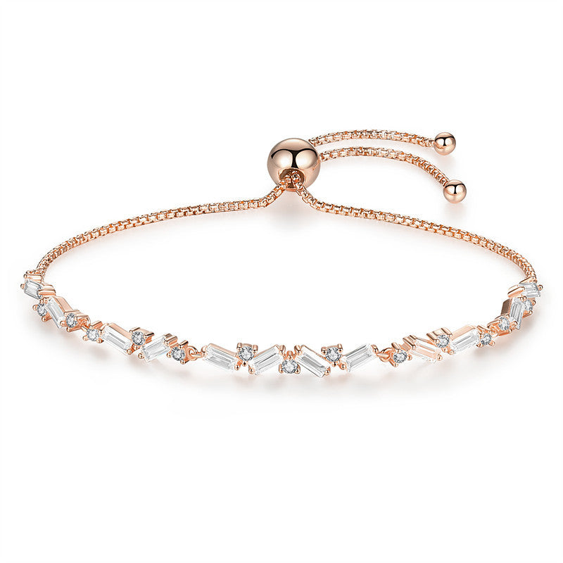 Sterling Silver Women's Bracelet with Zirconia Stones