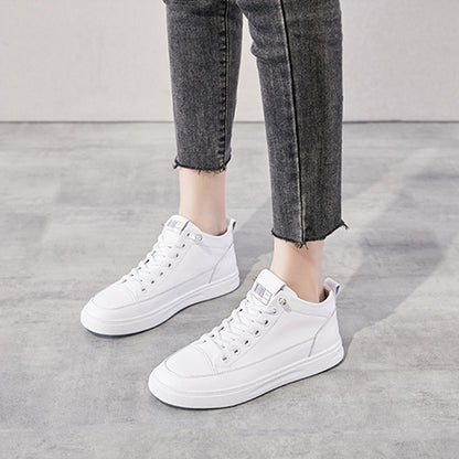 Genuine Leather High-Top Women's Casual Sports Shoes