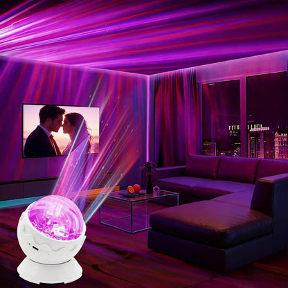 Whole Room Coverage Area Northern Lights Projector Galaxy Aurora 8 Effects Combinations with Night Light Egg Cover for Bedroom Light Sleep (White)