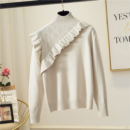 Women's 2020 Autumn Winter Sweet Ruffled Knit Sweater