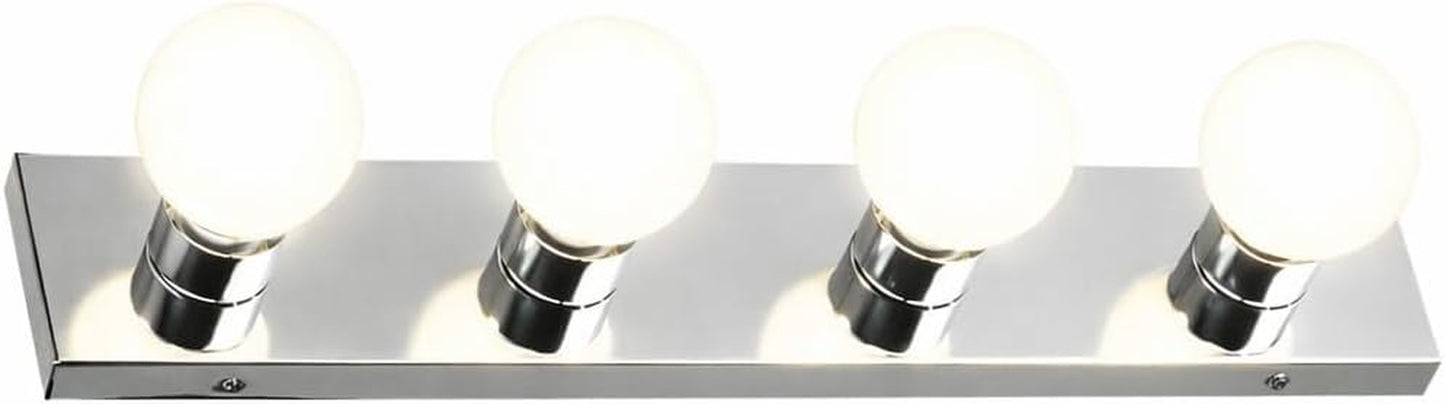 500892 4-Light Vanity Strip Light Contemporary Dimmable for Bathroom, Bedroom, Makeup Vanity, Polished Chrome