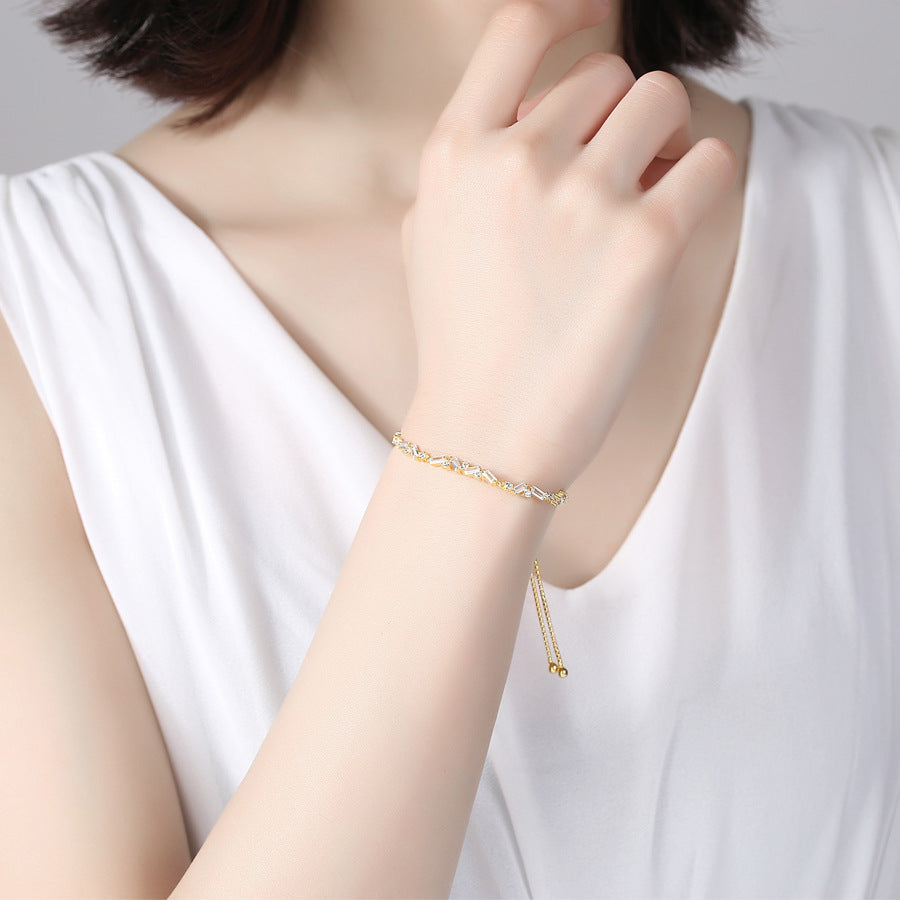 Sterling Silver Women's Bracelet with Zirconia Stones