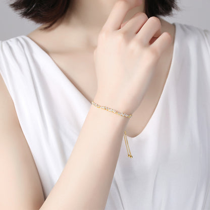Sterling Silver Women's Bracelet with Zirconia Stones