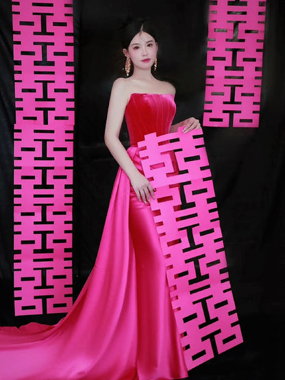 Women's Fashion Rose Red Dress