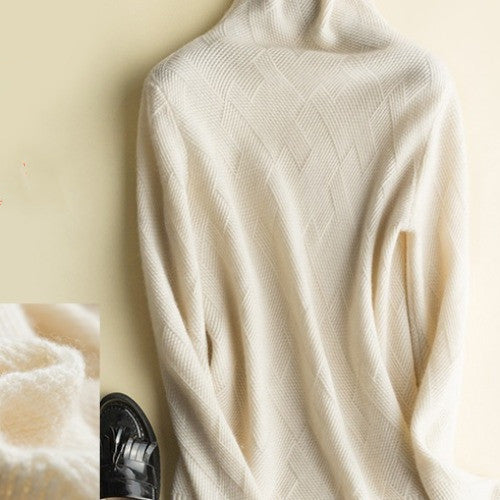 Autumn Winter High Neck 100% Cashmere Sweater for Women