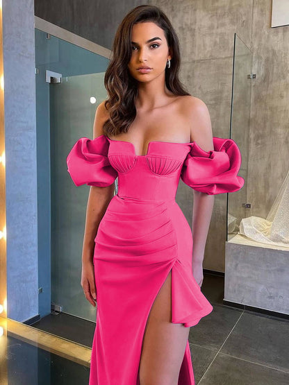 Puff Sleeve Ruffle Bandage Skirt for Women