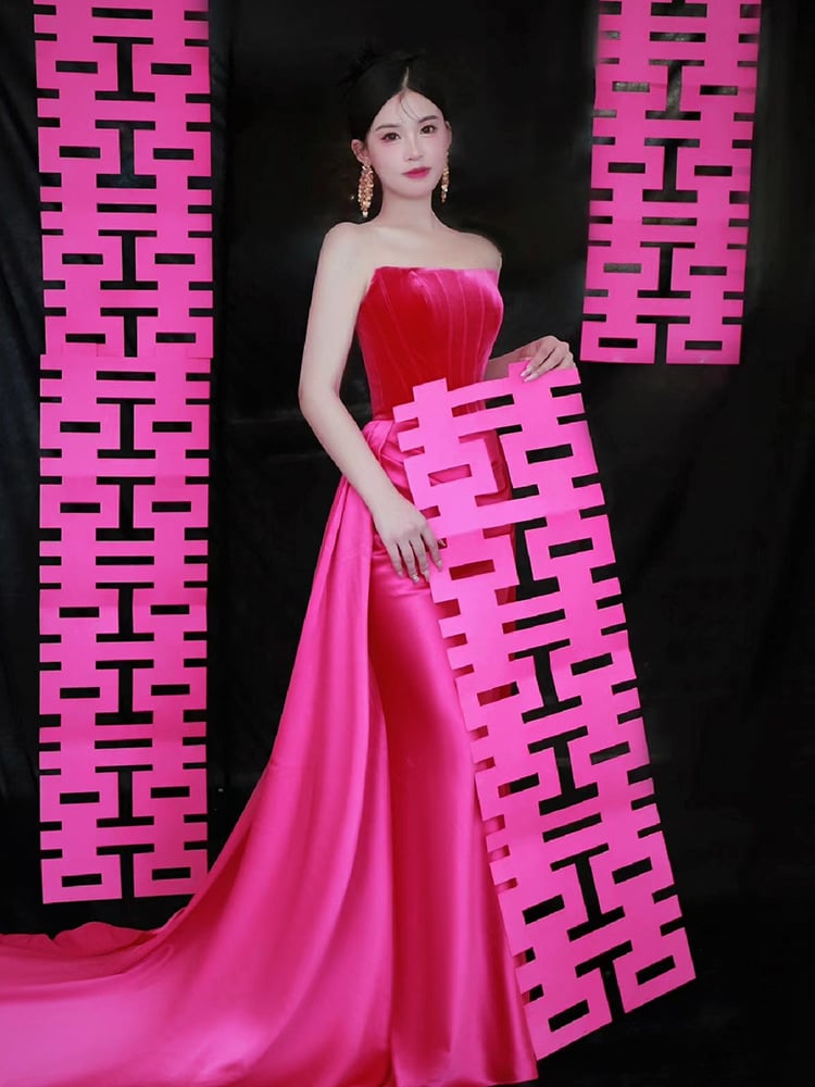 Women's Fashion Rose Red Dress