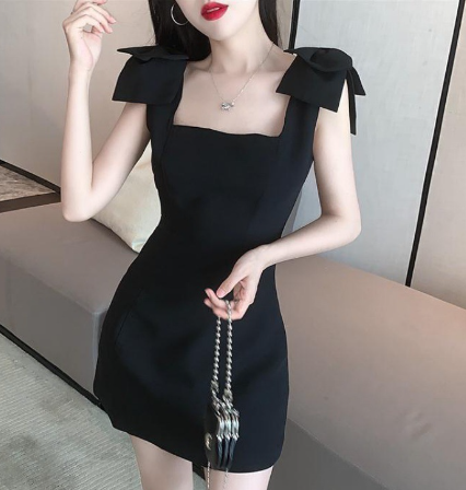 Backless Bow Dress with Spaghetti Straps for Parties