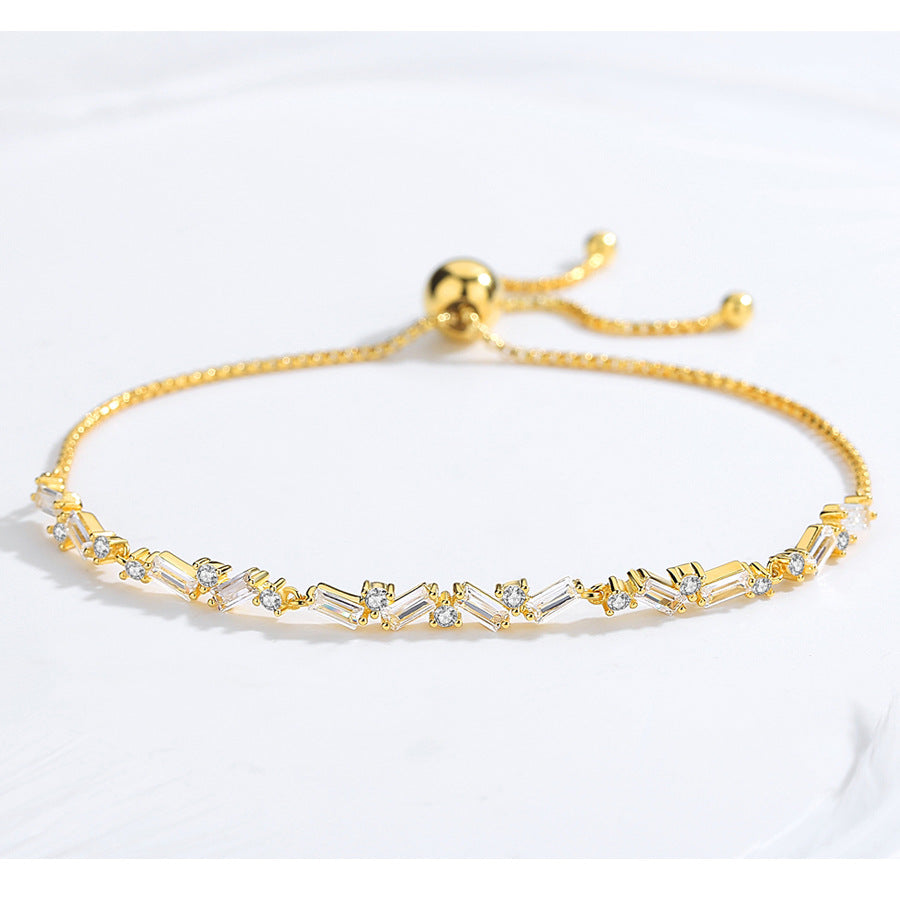 Sterling Silver Women's Bracelet with Zirconia Stones