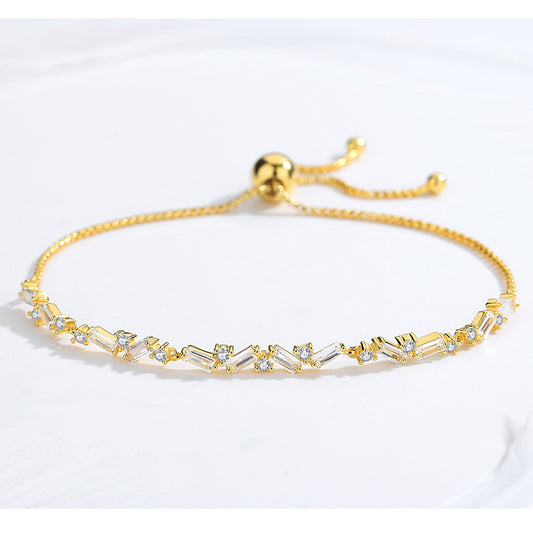 Sterling Silver Women's Bracelet with Zirconia Stones