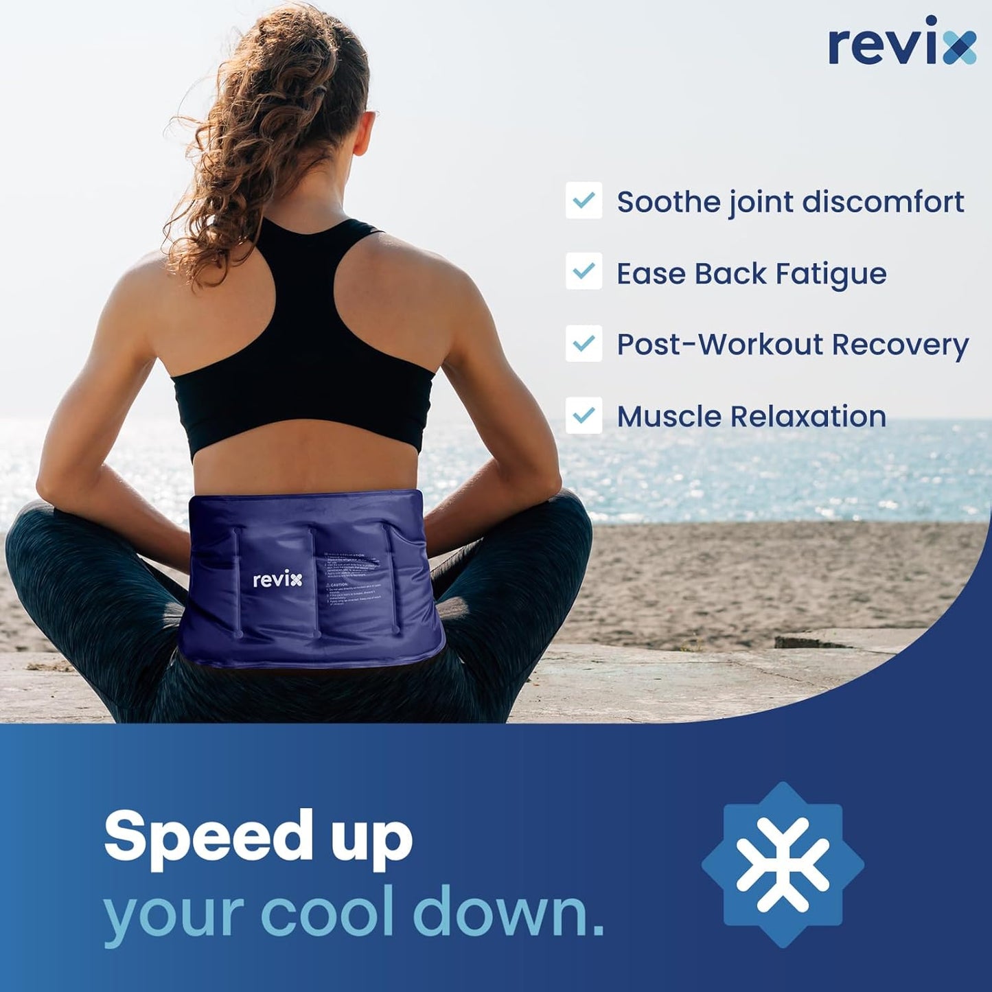Ice Pack for Injuries Reusable Gel for Lower Back, Cold Packs for Back Shoulder, Elbow, Hip, Leg, Wrap around Entire Knee, Soft Cold Compress,16 × 9" Navy