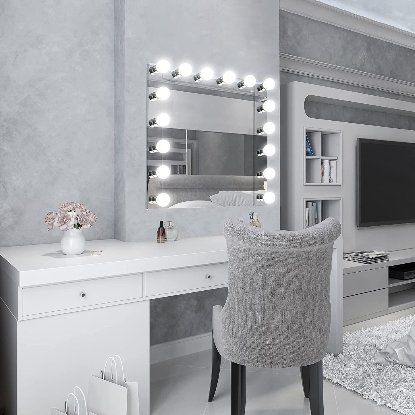 500892 4-Light Vanity Strip Light Contemporary Dimmable for Bathroom, Bedroom, Makeup Vanity, Polished Chrome