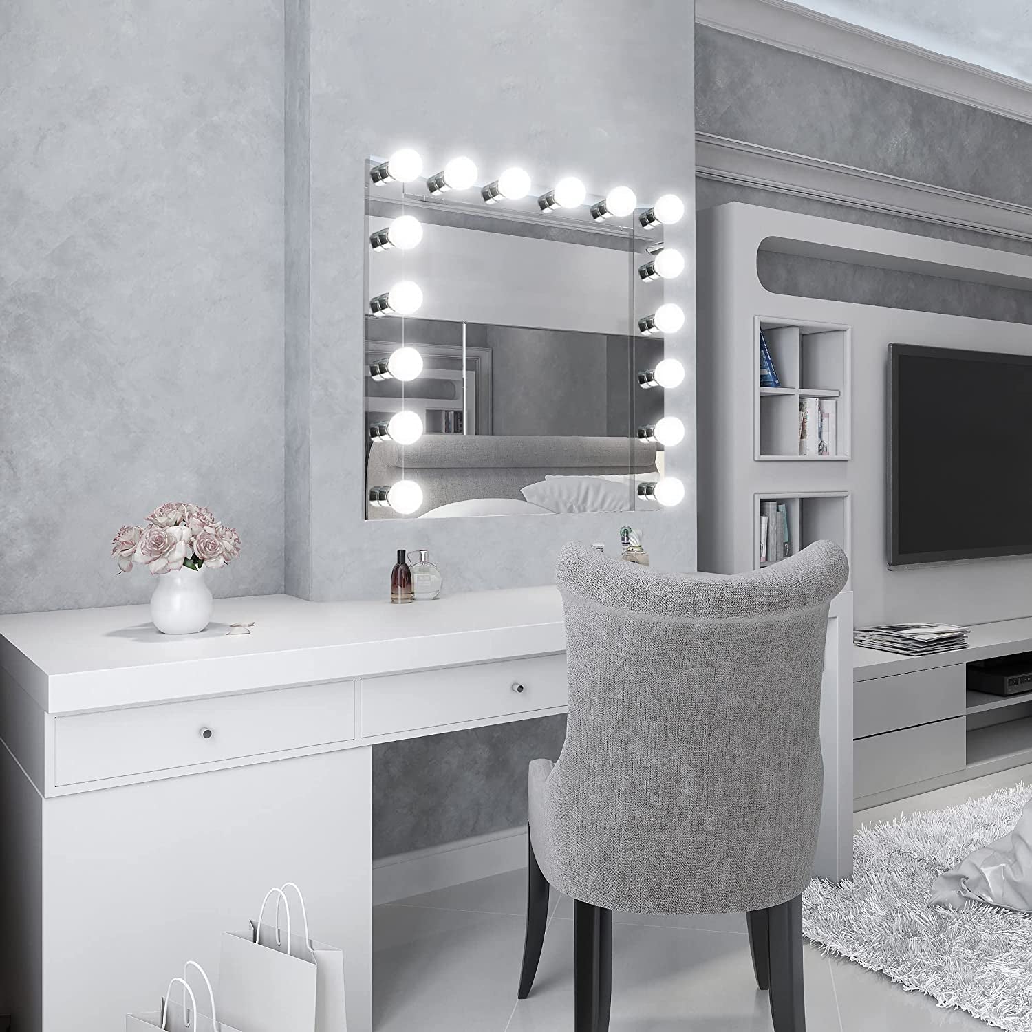 500892 4-Light Vanity Strip Light Contemporary Dimmable for Bathroom, Bedroom, Makeup Vanity, Polished Chrome