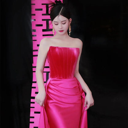 Women's Fashion Rose Red Dress