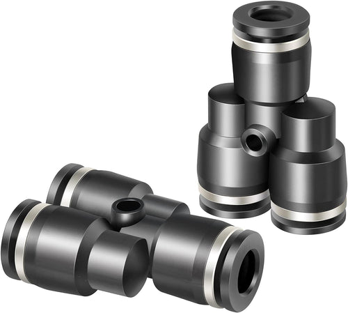 Black Y Spliter 3 Ways - 4MM Tube OD Push to Connect Tube Quick Fittings Push Lock PY-4 (Pack of 10)