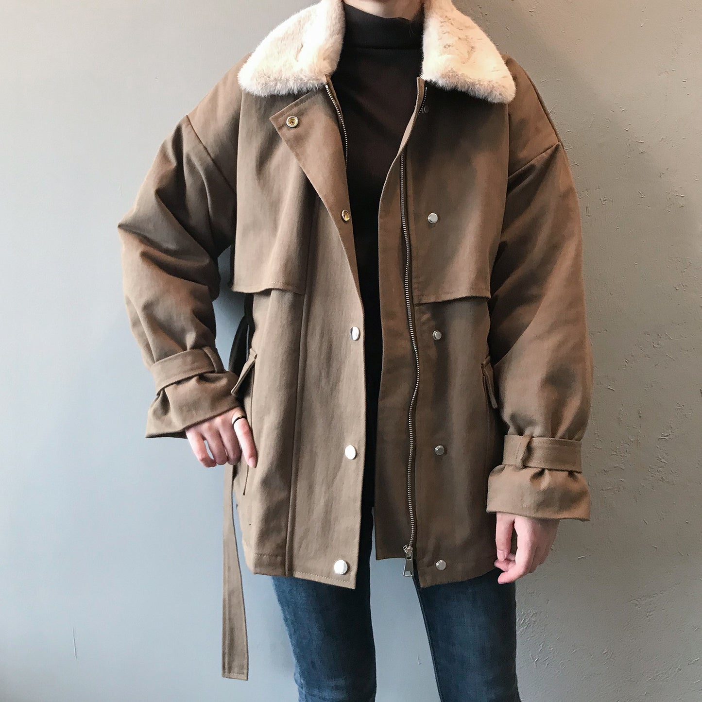 2020 Women's Thick Fur Collar Winter Jacket