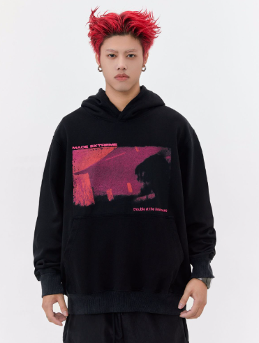 Street Wash Band Printed Sweatshirt for All Genders