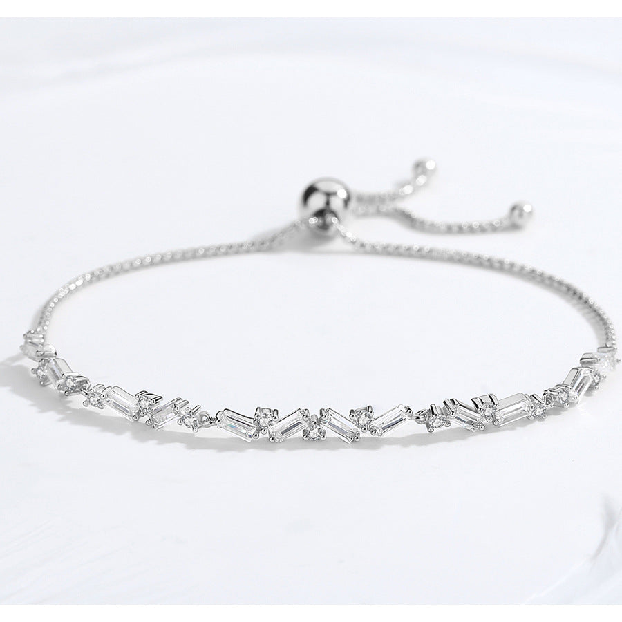Sterling Silver Women's Bracelet with Zirconia Stones
