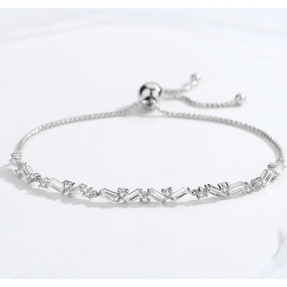 Sterling Silver Women's Bracelet with Zirconia Stones