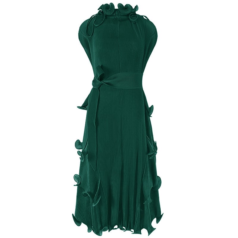 Plus Size Women's Autumn Short Sleeve Pleated Dress