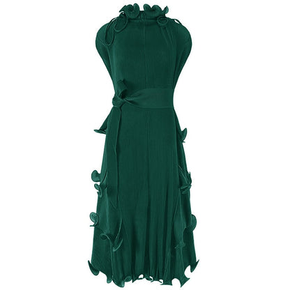 Plus Size Women's Autumn Short Sleeve Pleated Dress