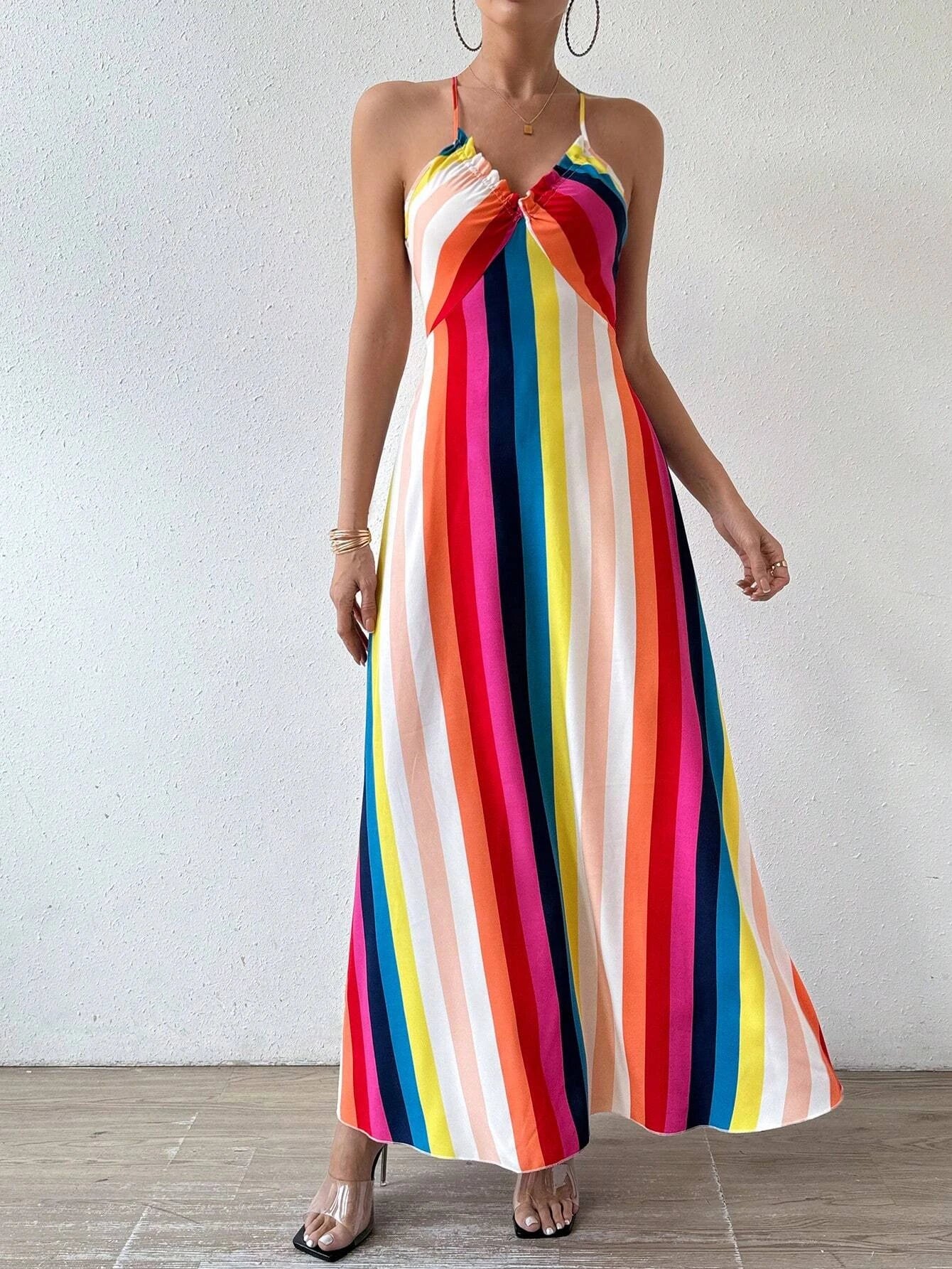 Women’s Boho Backless Split Thigh Maxi Dress