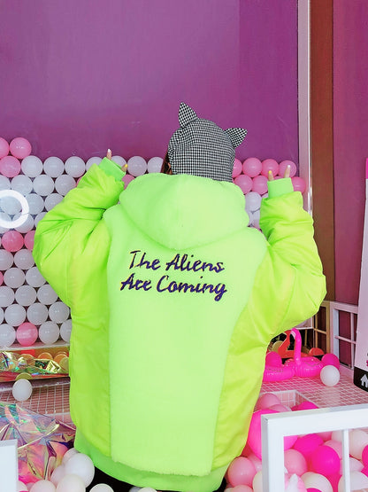 Fluorescent Color Lamb Fleece Winter Jacket