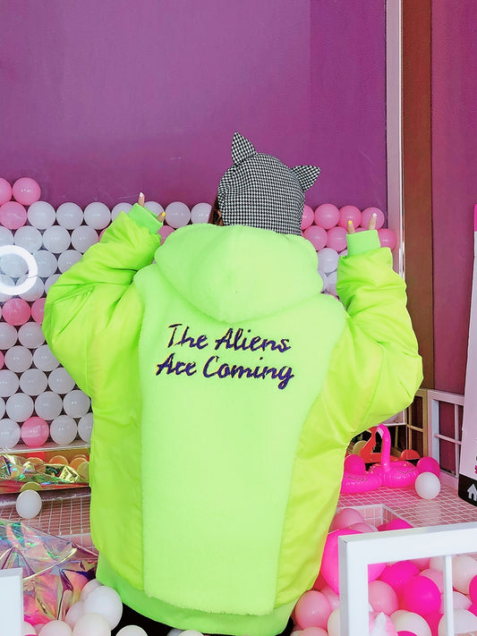 Fluorescent Color Lamb Fleece Winter Jacket