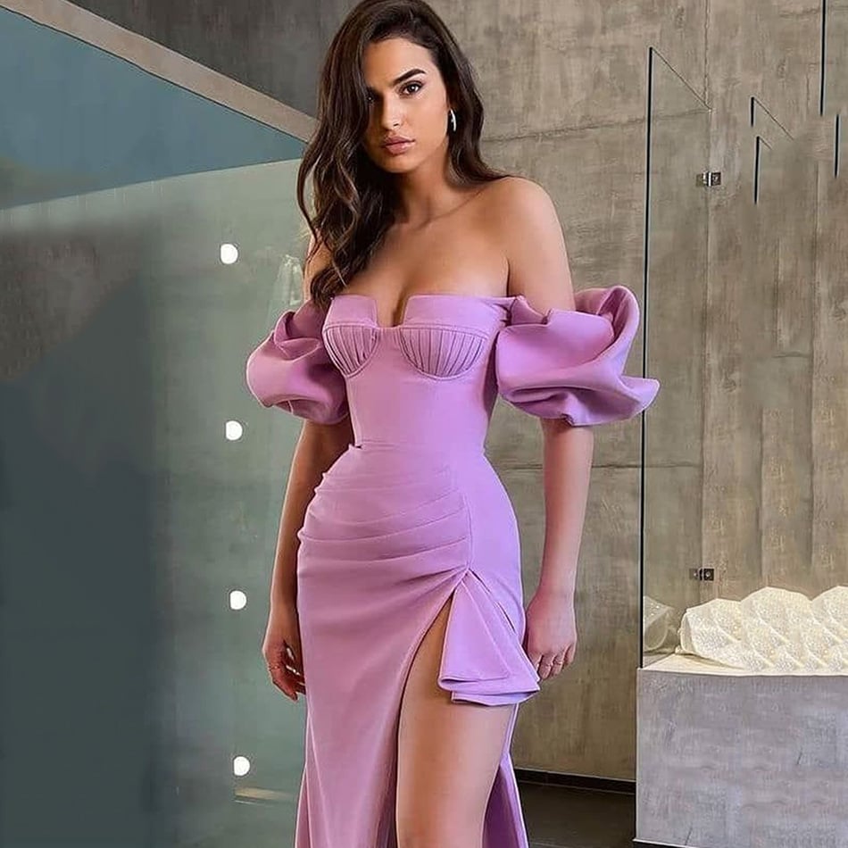 Puff Sleeve Ruffle Bandage Skirt for Women