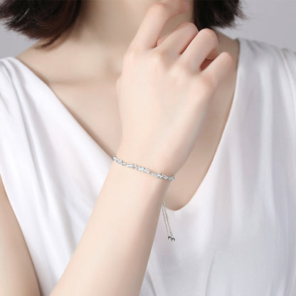 Sterling Silver Women's Bracelet with Zirconia Stones