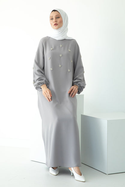 Hand-Sewn Diamond Insert Dress for Ramadan (BA717)