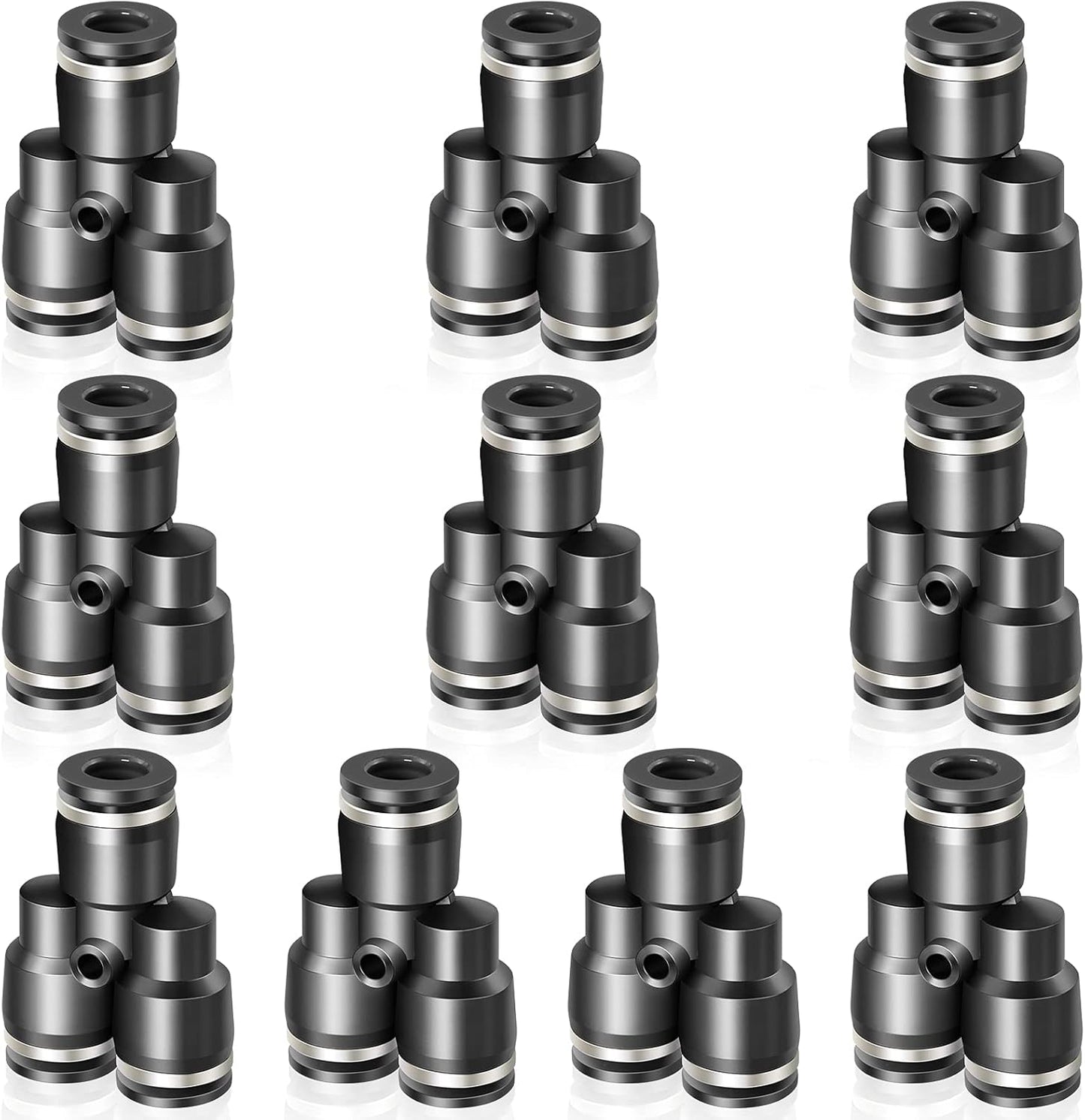 Black Y Spliter 3 Ways - 4MM Tube OD Push to Connect Tube Quick Fittings Push Lock PY-4 (Pack of 10)