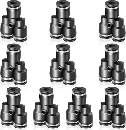 Black Y Spliter 3 Ways - 4MM Tube OD Push to Connect Tube Quick Fittings Push Lock PY-4 (Pack of 10)