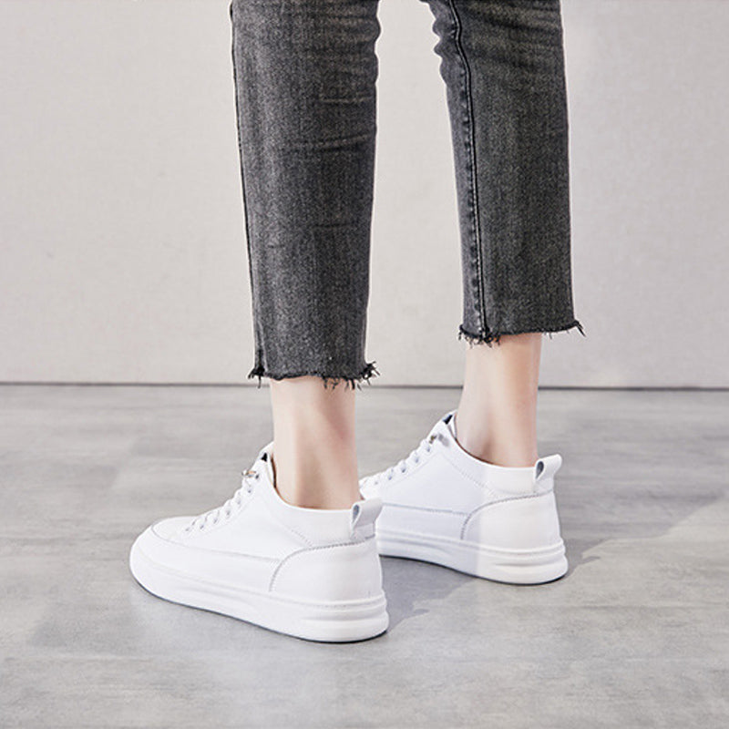 Genuine Leather High-Top Women's Casual Sports Shoes