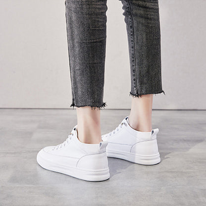 Genuine Leather High-Top Women's Casual Sports Shoes