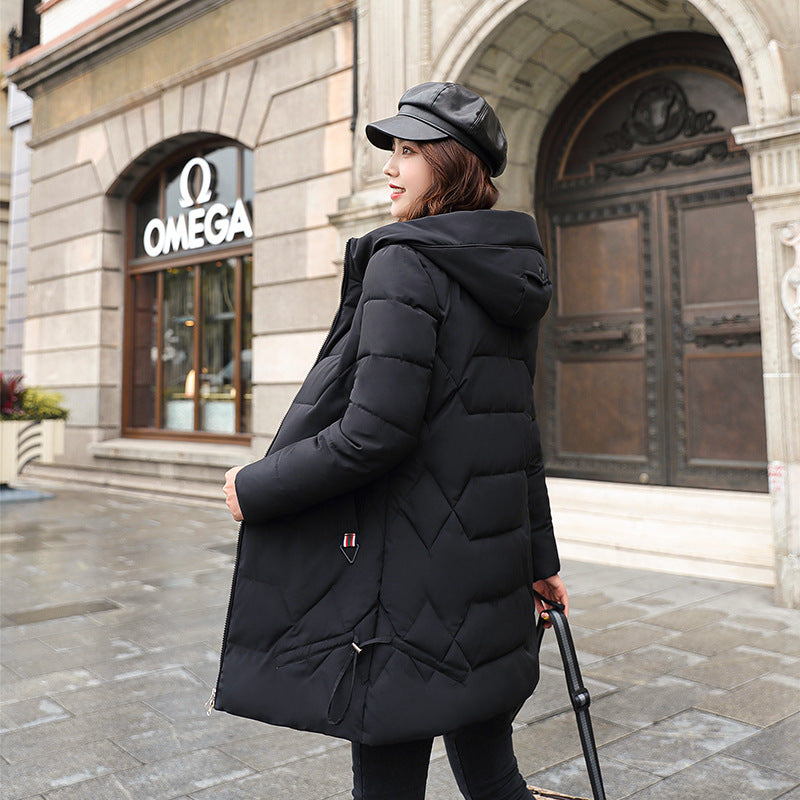 Women's Long Hooded Cotton Jacket for Fall/Winter
