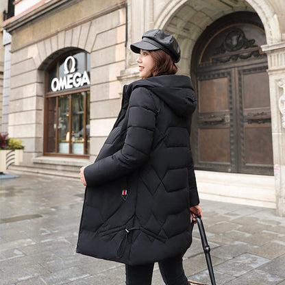 Women's Long Hooded Cotton Jacket for Fall/Winter
