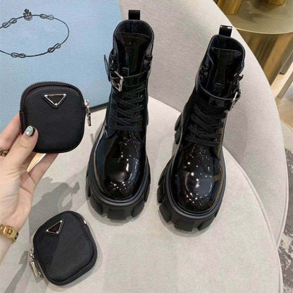 2020 Retro Thick Sole Leather Martin Short Boots
