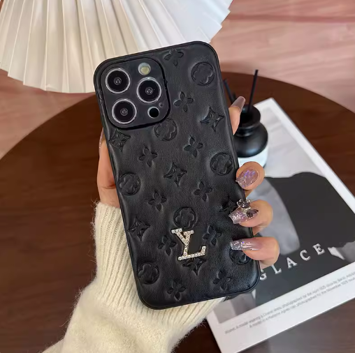 Lavender V Luxury Lambskin Leather Phone Case (Single)