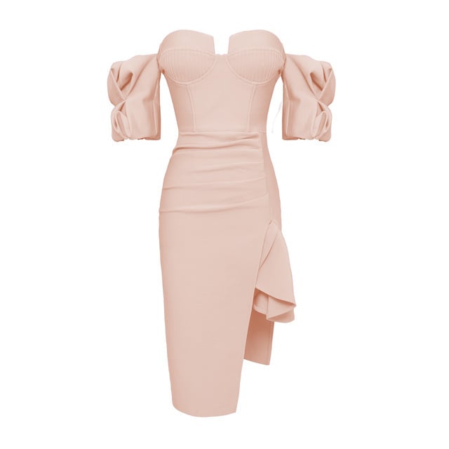 Puff Sleeve Ruffle Bandage Skirt for Women