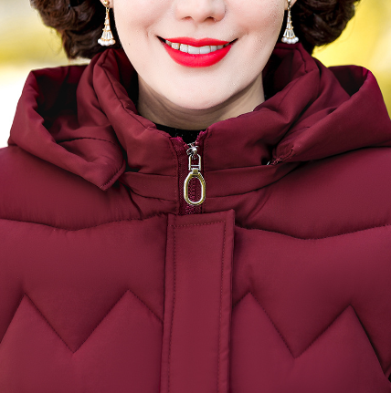 Women's Long Hooded Cotton Jacket for Fall/Winter