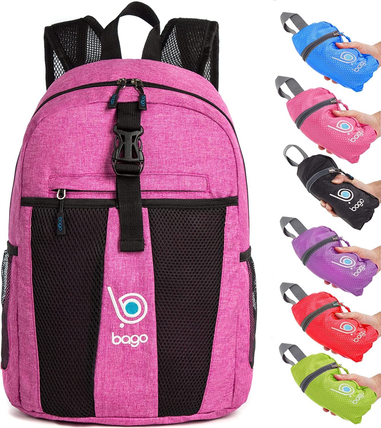 Lightweight Backpack for Hiking for Women and Men - 25L Travel Day Pack - Foldable Hiking Daypack Ultralight for Camping Outdoor Sports - Packable Backpack for Travel (Snowpink)